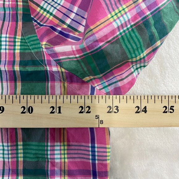 Polo Ralph Lauren Shirt Men's Large Button Down Madras Plaid Pink Green Yellow - Picture 9 of 11